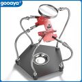 3X Magnifying Glass Helping Hands Soldering Stand Station PCB Holder Flexible Arms Metal Base Storage Tray for Electronic. 