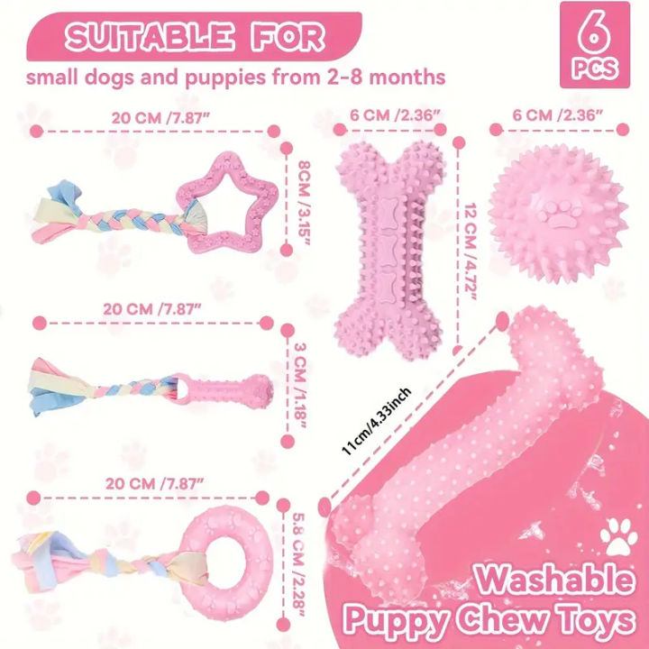 6%20PCS%20Dog%20Chew%20Toys%20For%20Cleaning%20Teeth%20%20Soft%20Rubber%20Bone%20Funny%20Ball%20Interactive%20Donut%20Treat%20Set%20For%20Small%20Medium%20Dogs%20Pet%20Gifts%20-%20Image%207