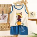 Children's 2-piece set labubu tank top + breathable fabric shorts. 