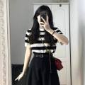 Gakki Korean-style loose all-match shirt free size soft and comfortable short-sleeved sweater T-shirt 1233 #. 
