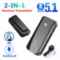 NFC Bluetooth 5.1 Transmitter Receiver Lavalier Style One Click Photo 3.5mm 2.5mm AUX/TF Card Stereo Wireless Audio Adapter.