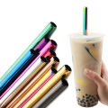 Gold Reusable Straw 304 Stainless Steel Sharp Straw Metal Drinking Straws with Cleaner Brush for Bubble Tea Smoothie Milkshake. 