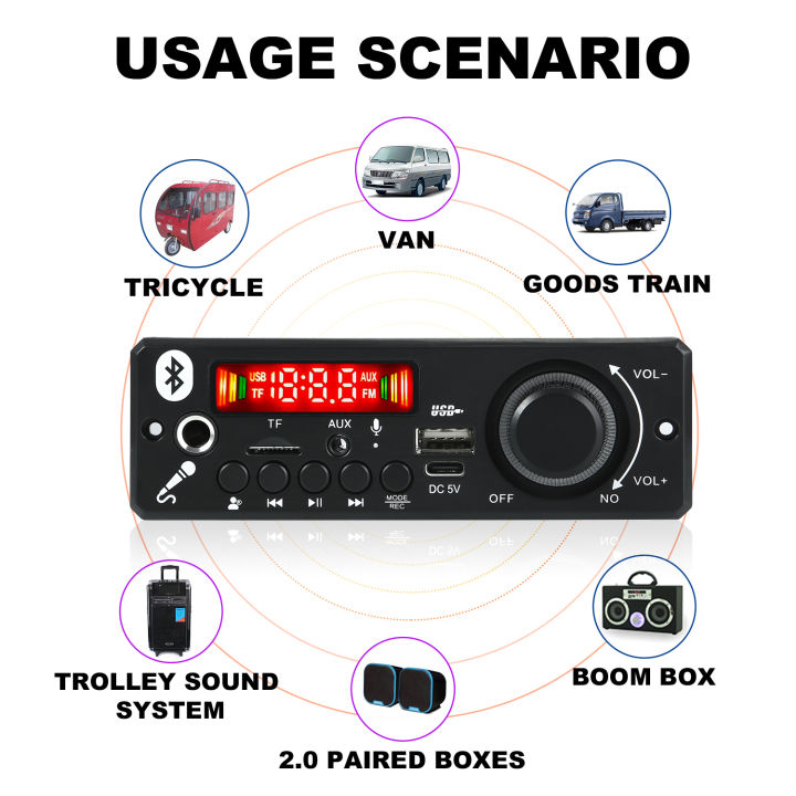 DC%205V%20Bluetooth%205.0%20DIY%20MP3%20WMA%20Decoder%20Board%206.5mm%20Microphone%20Car%20Audio%20USB%20TF%20FM%20Radio%20MP3%20Music%20Player%20with%20Remote%20Control%20-%20Image%205