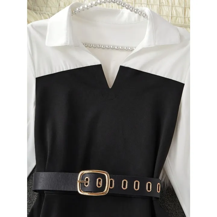Gadinus%20Women%20Two%20Tone%20Peplum%20Belted%20Shirt%20Blouse%20Contrast%20Panel%20Long%20Sleeve%20Elegant%20Button%20Top%20-%20Image%205