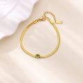 Green Zircon Heart Bracelets For Women Gold Color Stainless Steel 12 Birthstone Heart Bracelet Wedding Birthday Jewelry Gift. 