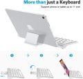 OMOTON Ultra-Slim Wireless Bluetooth Keyboard Compatible with All iPad, iPad 10.2 9th Generation/Mini 6 2021, Build-in Sliding Stand, White. 