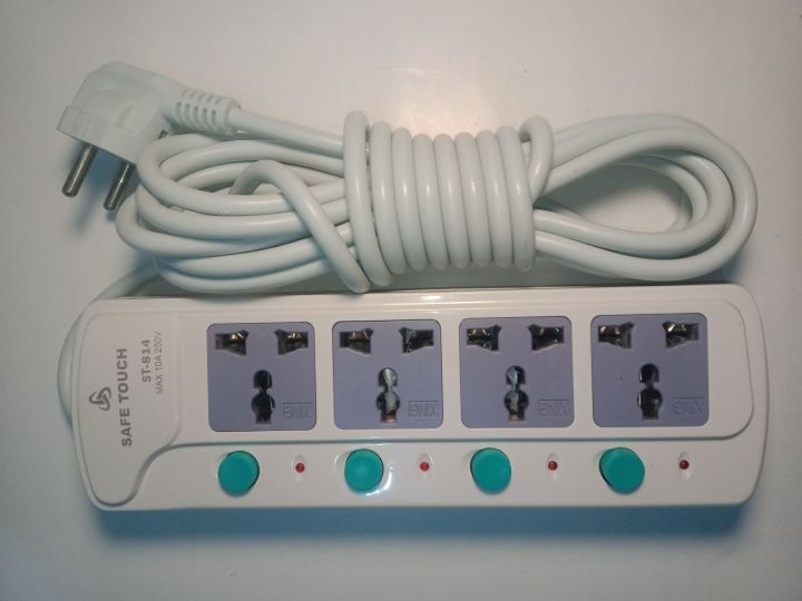 Safe Touch Multiplug, 4 pot ( 2pin, 5 meter cable) | Daraz.com.bd