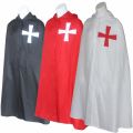 Medieval Crusader Costume Templar Cape Cloak With Hood Men's Renaissance Robe Knight Larp Halloween Outfit For Adult Teen Boys.