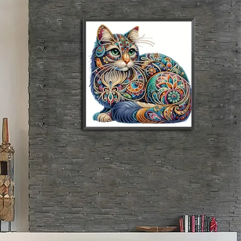 Stalente Cat And Moon Diamond Painting Kit - 5D Special Shape Crystal Rhinestone Art 12x12 Inch