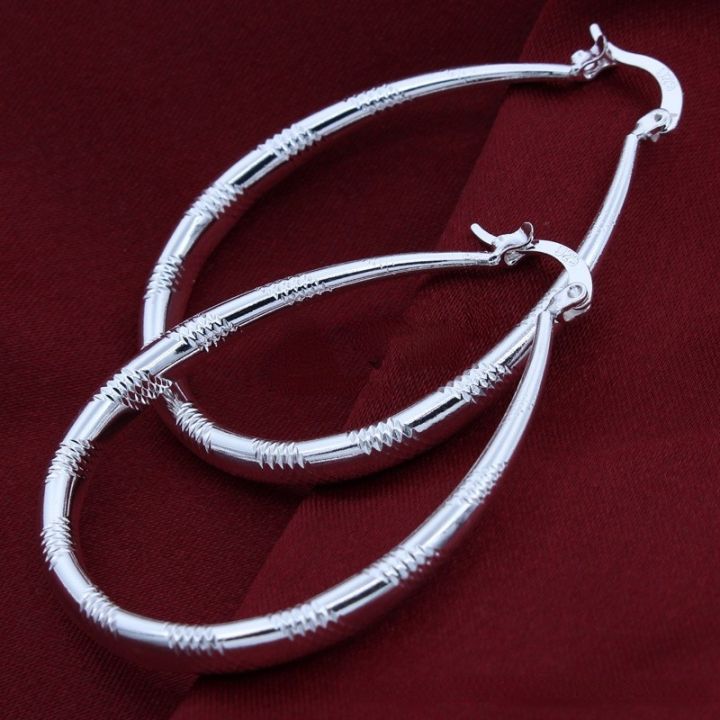 Charms%20silver%20color%203CM%20hoop%20Earrings%20for%20Women%20fashion%20party%20wedding%20Jewelry%20fine%20Christmas%20Gifts%20-%20Image%202