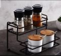 2-Layer Metal Spice Rack Organizer for Kitchen Accessories. 