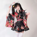 Japanese Modified Kimono Dress For Women Bathrobe Summer Cosplay Costume Anime Halloween Costumes Sweet Geisha Kawaii Girl.