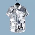 Newspaper Print Shirt and Shorts Set Men's Summer Beach Travel Thin Short Sleeve Loose Large Size Casual Suit.