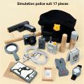 Children Pretend Play Toy Simulation Police Cosplay Roles Play Educational Wooden Toy For Boy Dressing Imitation. 
