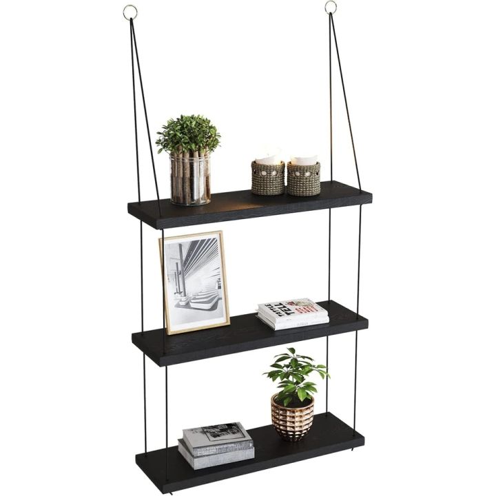 Hanging shelf for home, wooden Wall Hanging Rope Shelf Mounted Floting Storage Unit, Home Decor