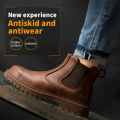 Water Proof Safety Work Shoes For Men Steel Head Leather Boots Male Footwear Indestructible Construction Work Shoes Brown. 