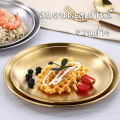 Korean-style stainless steel plate, Korean-style food plate, Wood hair plate, snack plate, stainless steel plate, silver gold, various sizes-115. 