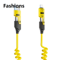 Fashions 65W Quick Charger Spring USB Cable 4 in 1 Spring Data Cable 6A USB Type C Spring Telescopic Wire for iPhone iPad MacBook Huawei-Multicolour. 