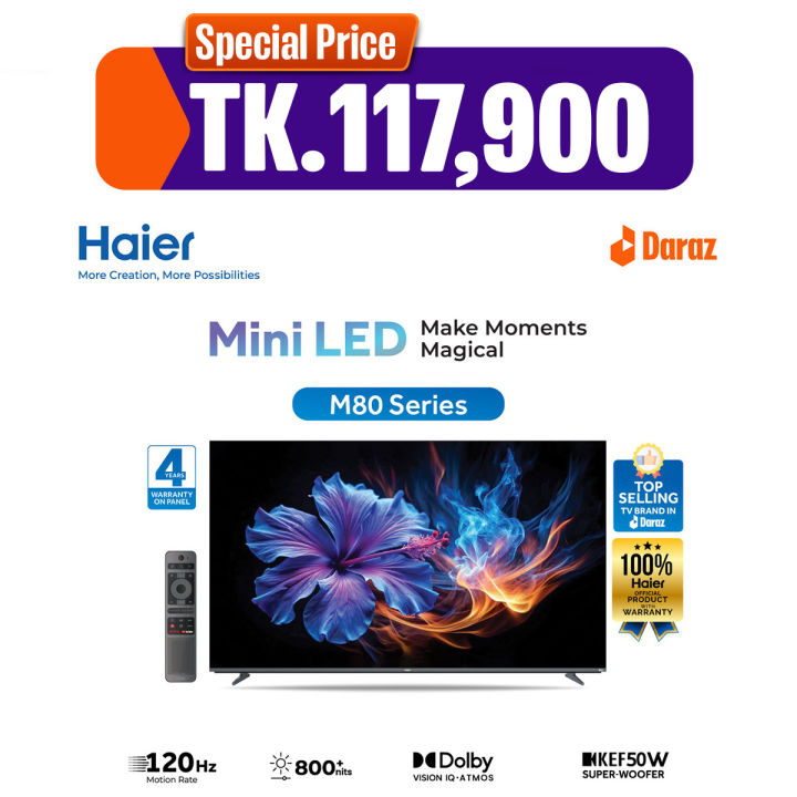 Haier%2065%20Inch%20Mini%20LED%204K%20UHD%20Google%20TV%20%20with%20Free%20Delivery%20&%20Installation%20(H65M80FUX)%20-%20Image%202
