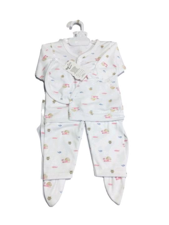 New Born Baby Suit 5 piece set size 0 to 6 month shirt cap Bib pajama laguie imported