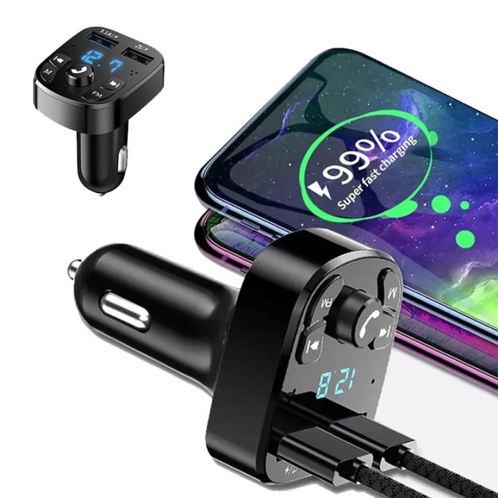 1/12pcs Car Mp3 Player Dual USB Fast Charger Bluetooth Receiver Compatible With 5.0 Fm Transmitter USB Flash Drive Plug Car Kit