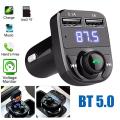 Multifunctional Dual USB Port Car Charger Wireless Bluetooth 5.0 FM Transmitter Music Adapte Hands-Free Calling Radio Receiver.