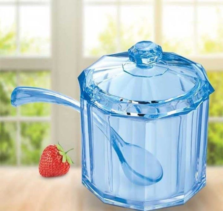 Sugar Pot With Spoon and Lid Cover