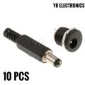 10PCS (5Pairs) 12V 3A 5.5 x 2.1mm Plastic Male Plugs DC022 DC Power Socket Female Jack Screw Nut Panel. 