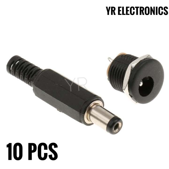 10PCS%20(5Pairs)%2012V%203A%205.5%20x%202.1mm%20Plastic%20Male%20Plugs%20DC022%20DC%20Power%20Socket%20Female%20Jack%20Screw%20Nut%20Panel%20-%20Image%204
