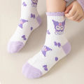 5 Pairs Kuromi Kids Socks Autumn Winter Cute Cartoon Crew Socks for Girls Kawaii Socks.