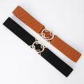 Fashion Metal Buckle Thin Stretchy Waist Belt Striped Elastic Waistband Elegant Women Girdle Accessories Female Belt. 