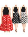 Summer Casual Women Midi Skirt Polka Dot High Waist Retro Vintage 50s Pleated Party Skirts. 