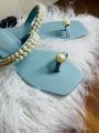 Stylish Flat unique Zellbury slide having Pearls match on top | Sandal for women. 