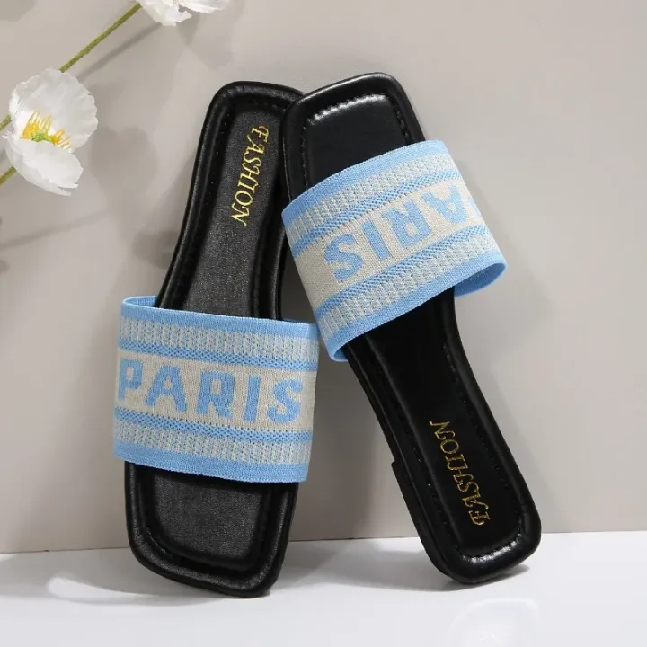 Fashionable%20Classic%20Simplicity%20Sandals%20Slides%20Women%20New%20Slippers%20Cloth%20Cover%20Letter%20Outdoor%20Casual%20Flat%20Bottom%20Slippers%20Women%20-%20Image%203