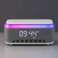 RGB Wireless Charging Bluetooth Speaker with Digital Clock & Alarm (15W). 
