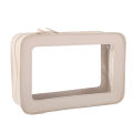 LUSQI Minimalist Transparent PVC Waterproof Cosmetic Leather Makeup Bag Travel Portable Toiletry Bag.