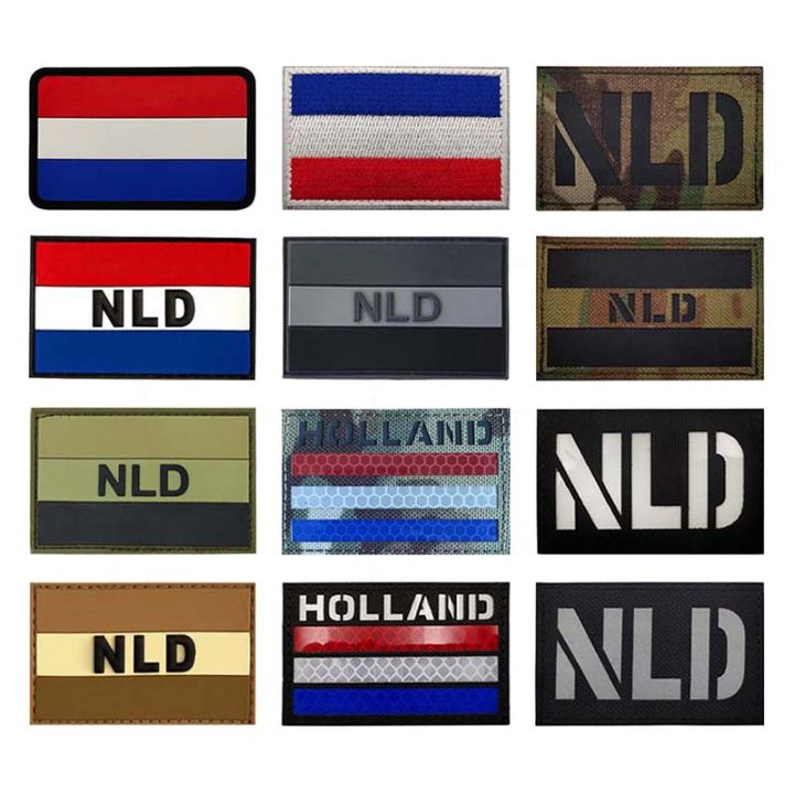 Netherlands Flag  Emblem Applique,PVC Dutch Flag Sticker,Holland Badge IR Reflective Patches for Backpack,Vest ,Clothing
