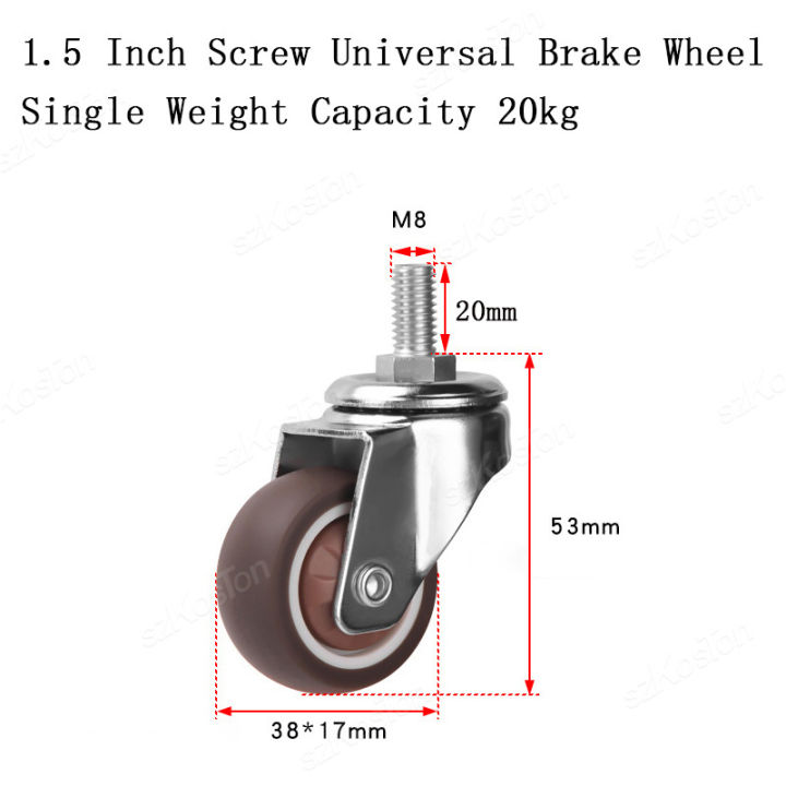 4%20Pcs%201.5%20Inch%20Universal%20Stem%20Caster%20Wheels%20TPR%20Screw%20Lever%20Castors%20Swivel%20Stem%20Wheels%20with%20M8%20Thread%20Rods%20for%20Carts%20Furniture%20-%20Image%202