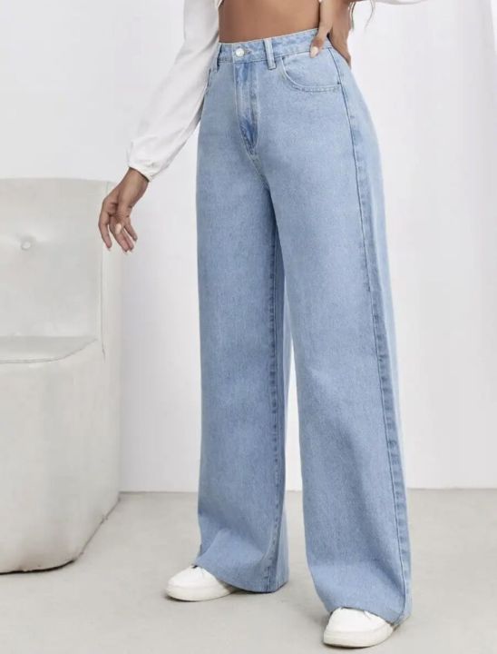 Women's%20Cloudy%20Blue%20High%20Waist%20Wide%20Leg%20Baggy%20Jeans,%20Light%20Wash%20Denim,%20Casual%20Loose%20Fit%20-%20Image%204