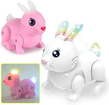 Light And Music Hopping/Walking Rabbit Toy For Baby Boys & Girls for Playing Fun , Birthday Gift Item, White Colour Bunny