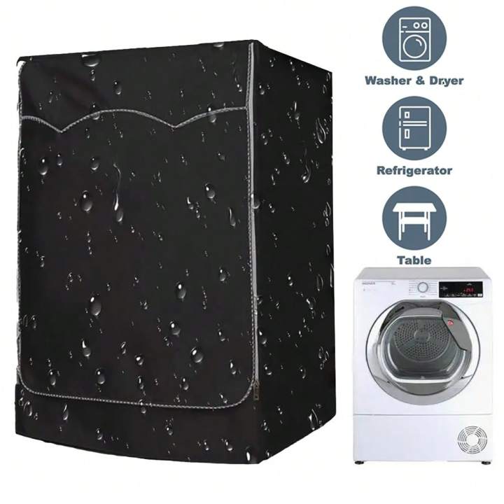 1pc Silver Washing Machine Cover, Waterproof And Dustproof Cover For Washing And Drying Machine,Bag,Organizer,Storage