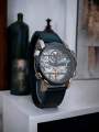 OBLVLO Luxury Retro Casual Men Skeleton Automatic Watches Mechanical Calfskin Strap Mineral Crystal Glass Waterproof Dial 45 VM. 