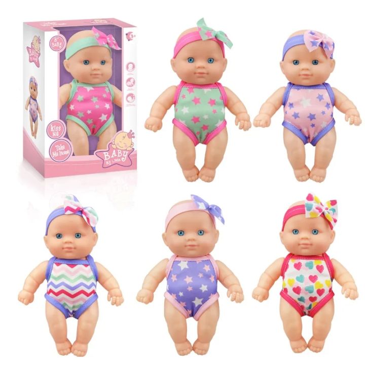 Mini Silicone Reborn Dolls Realistic Smiling Newborn Baby Doll Simulation Baby Dress Up Soft Rubber Doll For Girls Toddler Gift