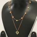 Korean Double Layer Heart Necklace Shiny Bling Zircon For Women Clavicle Chain Elegant Charm Wedding Pendant Choker Jewelry Gift - Necklace For Girls. 