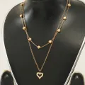 Korean Double Layer Heart Necklace Shiny Bling Zircon For Women Clavicle Chain Elegant Charm Wedding Pendant Choker Jewelry Gift - Necklace For Girls. 