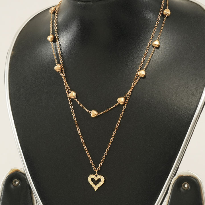Korean%20Double%20Layer%20Heart%20Necklace%20Shiny%20Bling%20Zircon%20For%20Women%20Clavicle%20Chain%20Elegant%20Charm%20Wedding%20Pendant%20Choker%20Jewelry%20Gift%20-%20Necklace%20For%20Girls%20-%20Image%202