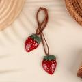 New Cute Strawberry Bag Pendant Braided Strawberry Ornaments Creative Keychain Strawberry Car Hanging. 