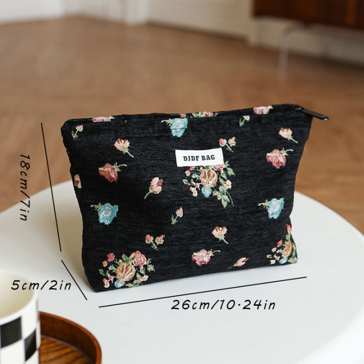 DJDF%20Women's%20Cosmetic%20Bag%20Vintage%20Black%20Background%20Flower%20Skincare%20Product%20Storage%20Bag%20Portable%20Travel%20Toiletry%20Bag%20Coin%20Purse%20-%20Image%207