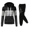 Women Tracksuit Printing Hooded Sweatshirt Sweatpant Color Block Versatile Casual Jogging Pullovers Sport Trousers Outfits S-3XL. 