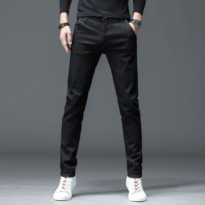 Solid%20Color%20Cotton%20Black%20Dark%20Gray%20Classic%20Slim%20Stretch%20Casual%20Korean%20Fashion%20Youth%20Male%20Denim%20Trousers%20Jeans%20Men's%20Trousers%20-%20Image%202